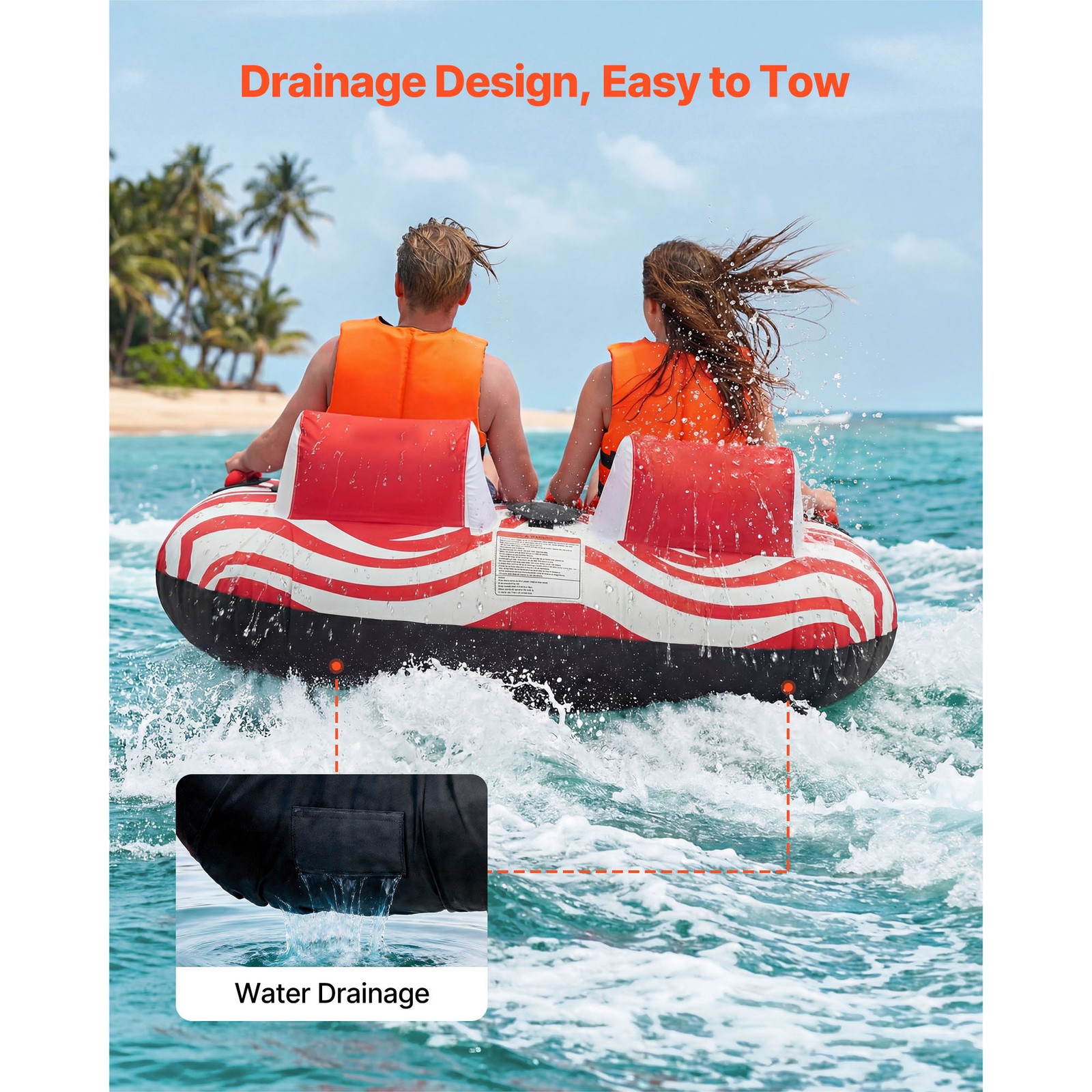 Uimoso Towable Tubes for Boating, 2-Person Inflatable Water Sports Equipment