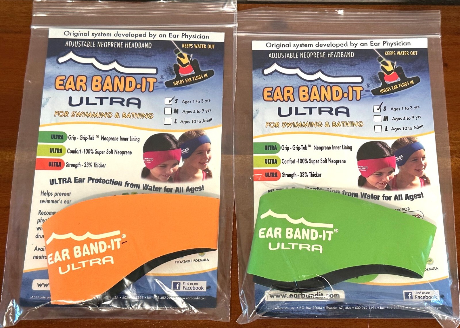2x Ear Band-It Ultra For Swimming & Bathing Water Block Sz Small Ages 1 to 3 Yrs