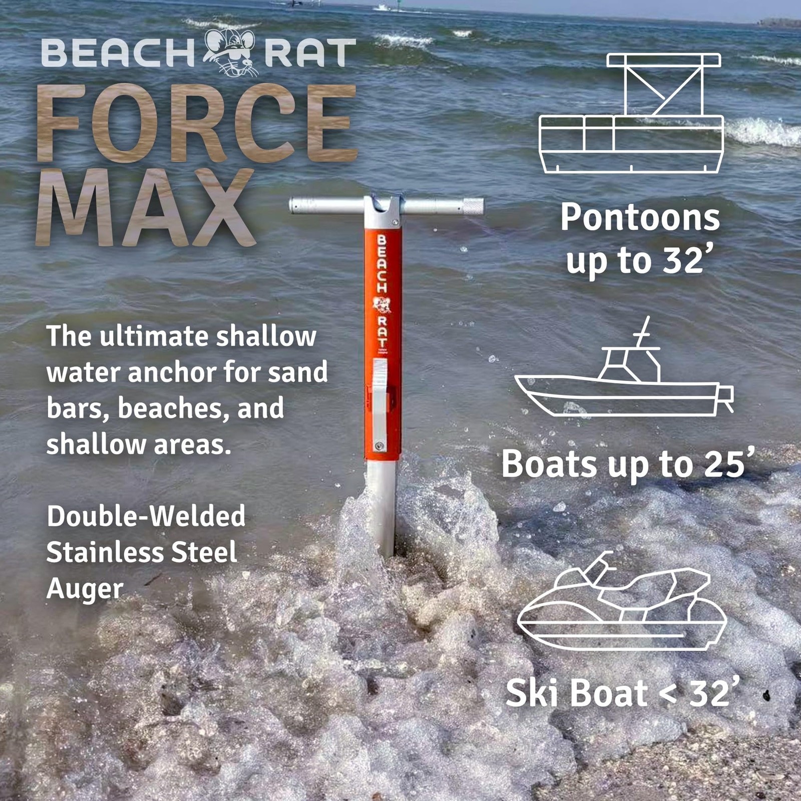 Anchor & Case – Pontoon, Tritoon, PWC Anchor – Shallow Water Boat Anchor & Sa…