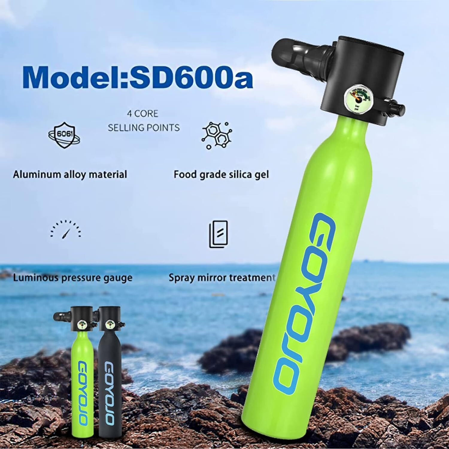 0.5L*2 Bottle Scuba Tank with Pump Reusable Lung Diving Tank Kits 3000PSI Max