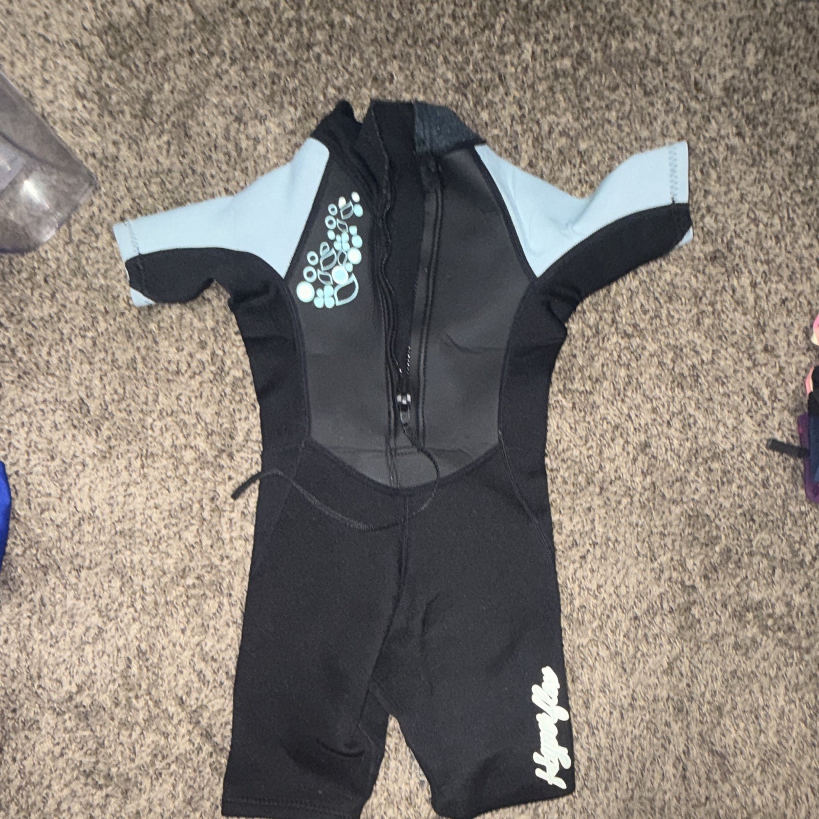Hyperflex Shorty Wetsuit Size 4 Black/Light Blue Front Zip MPN MillVille N.J