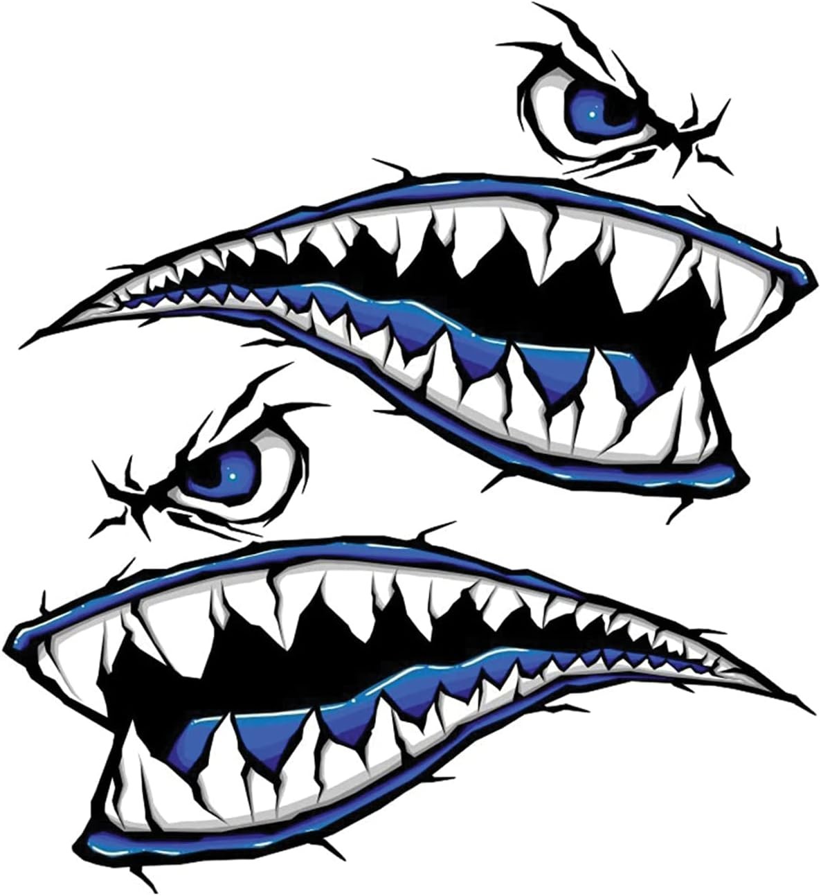 2Pcs Shark Teeth Mouth Kayak Stickers，Kayak Decals Waterproof DIY Funny Graphics