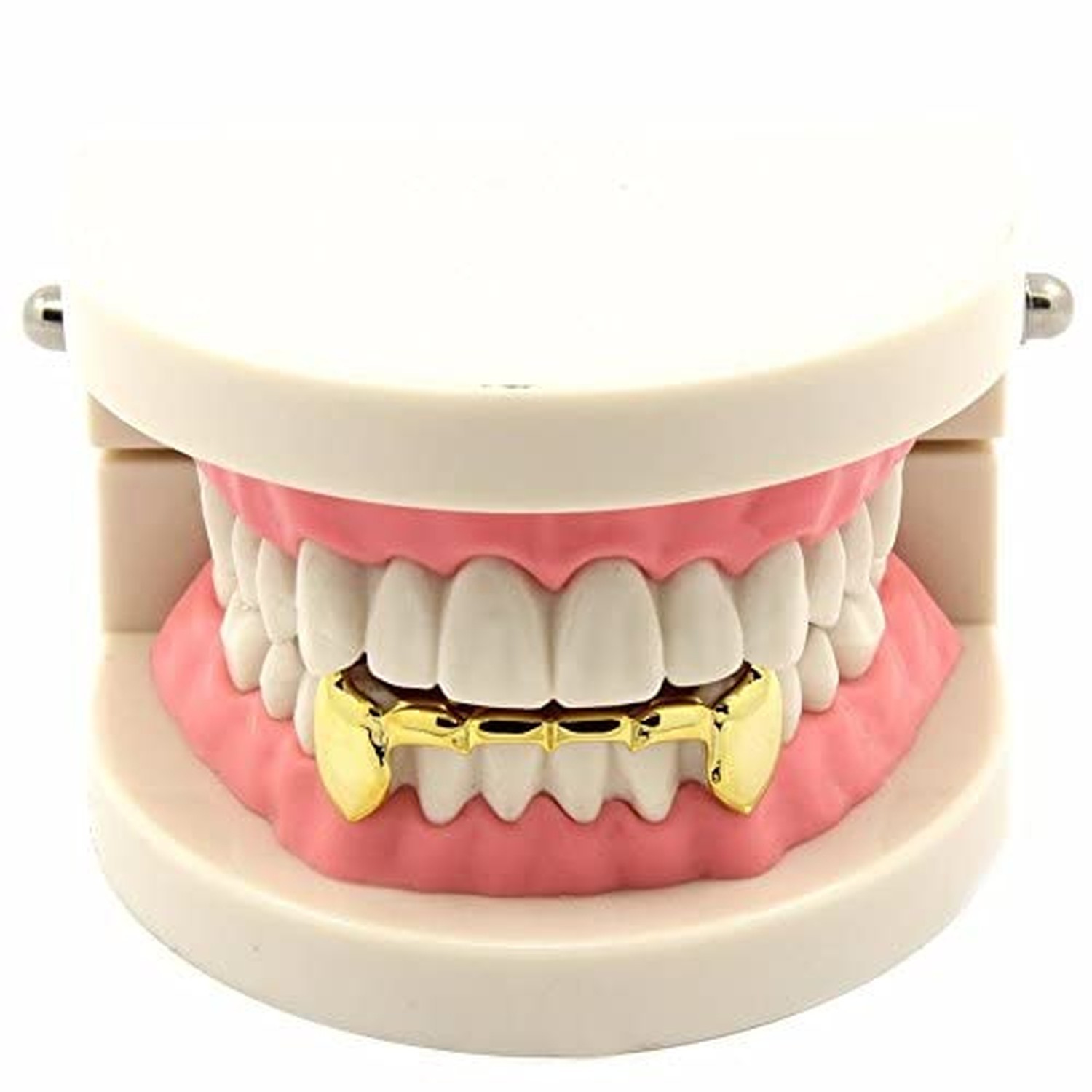 24K Gold Plated Grillz Bottom Vampire Fangs Grill Hip Hop Teeth Caps + Extra …