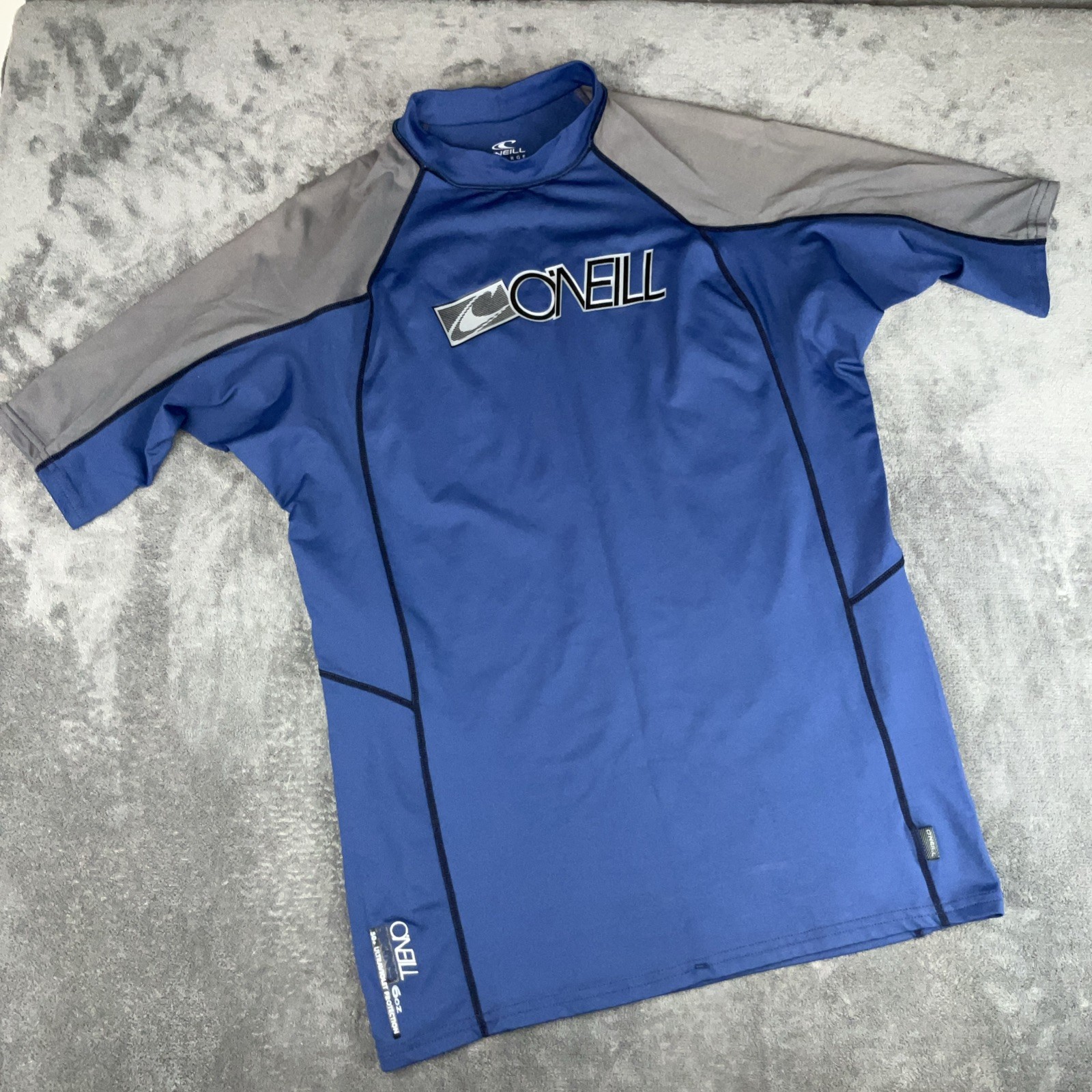 O’Neill Rash Guard Shirt Mens 3XL Blue Gray Performance Fit Short Sleeve Swim