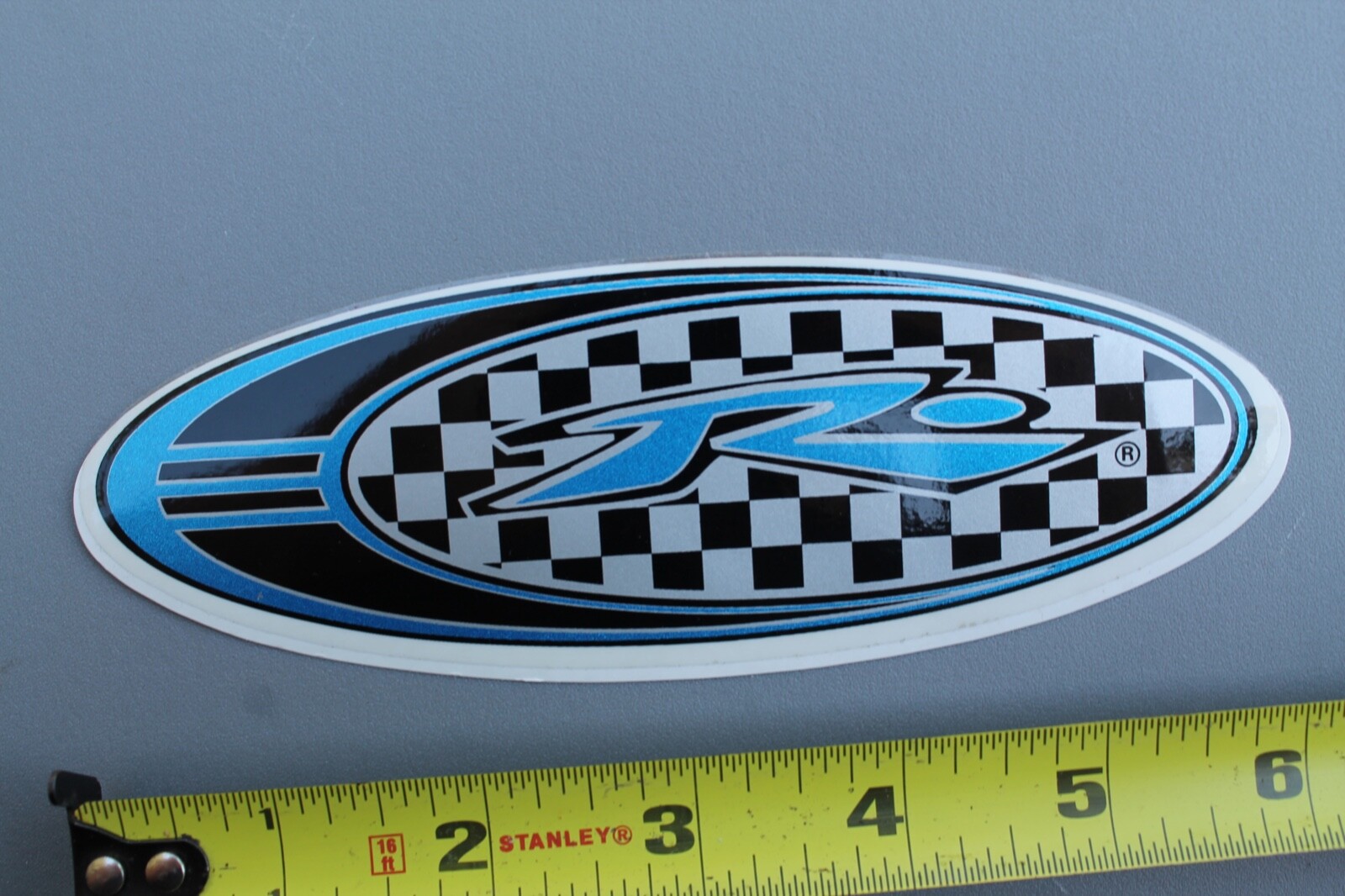 RUSTY Surfboards Black Silver Blue Checkered Flag OG RU1 Vintage Surfing STICKER