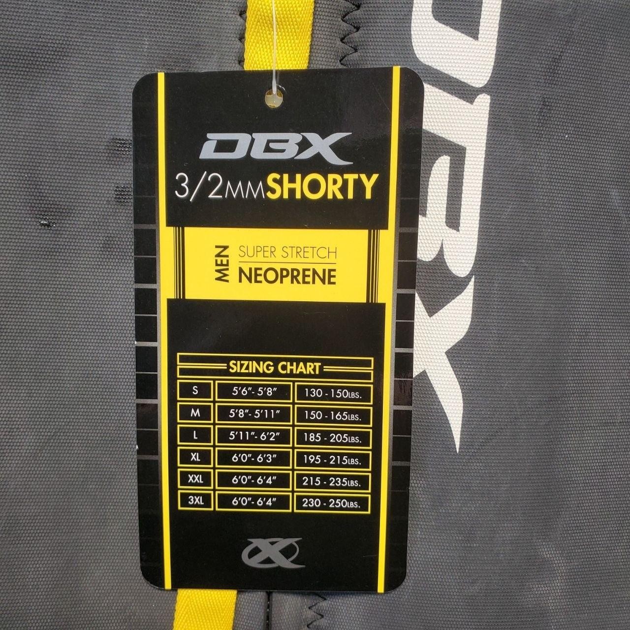 NWT DBX 3/2mm Shorty Wetsuit Mens XL Neoprene Black Gray Back Zip Surf Dive Swim