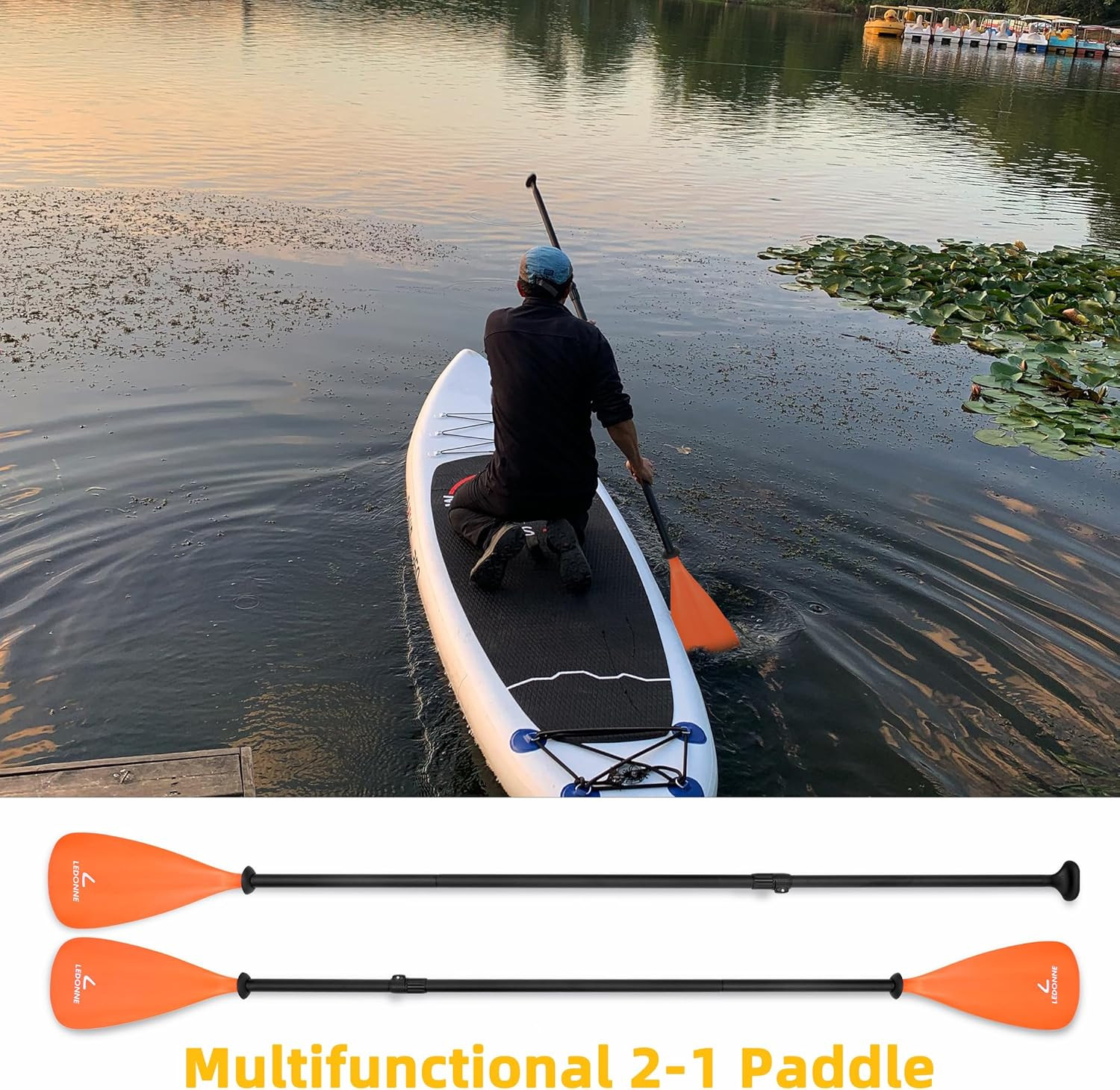 SUP Paddle 4-Piece Adjustable Stand up Paddle Floating Lightweight Portable Kaya