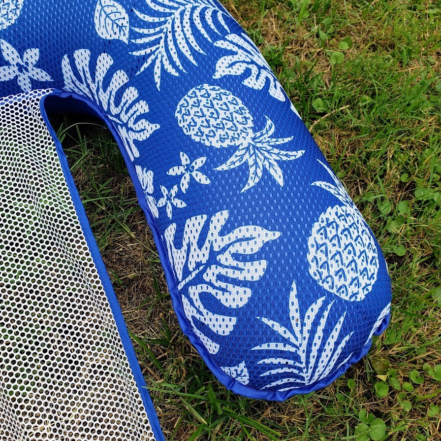 Aqua 3-in-1 Pool Float Lounge Chair Inflate Mesh Hammock Blue Floral Pineapple