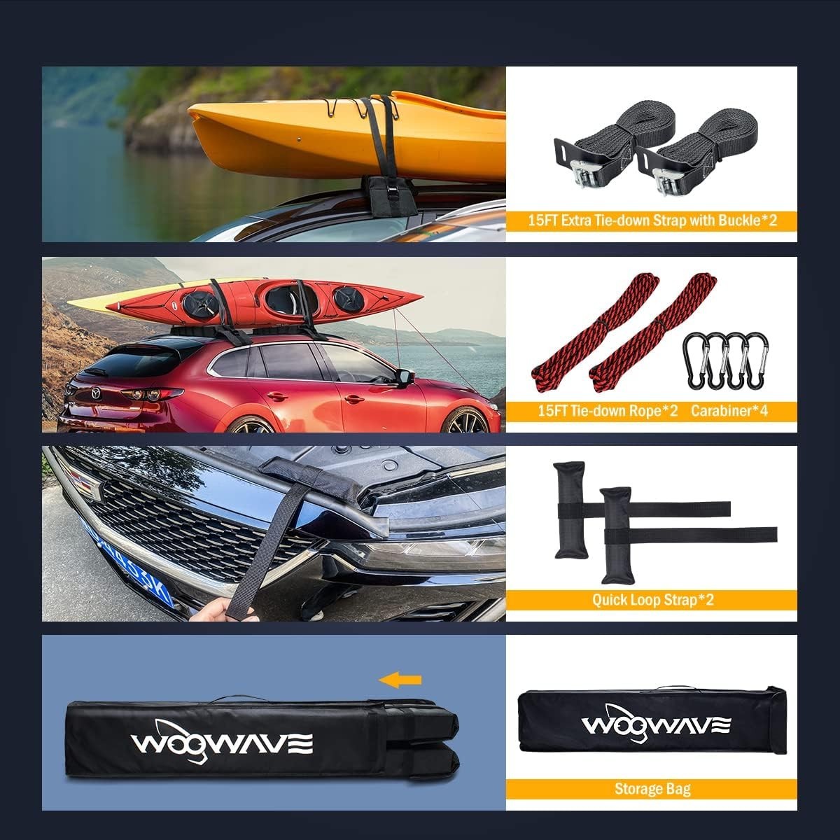 Universal Kayak Roof Rack Pads Set