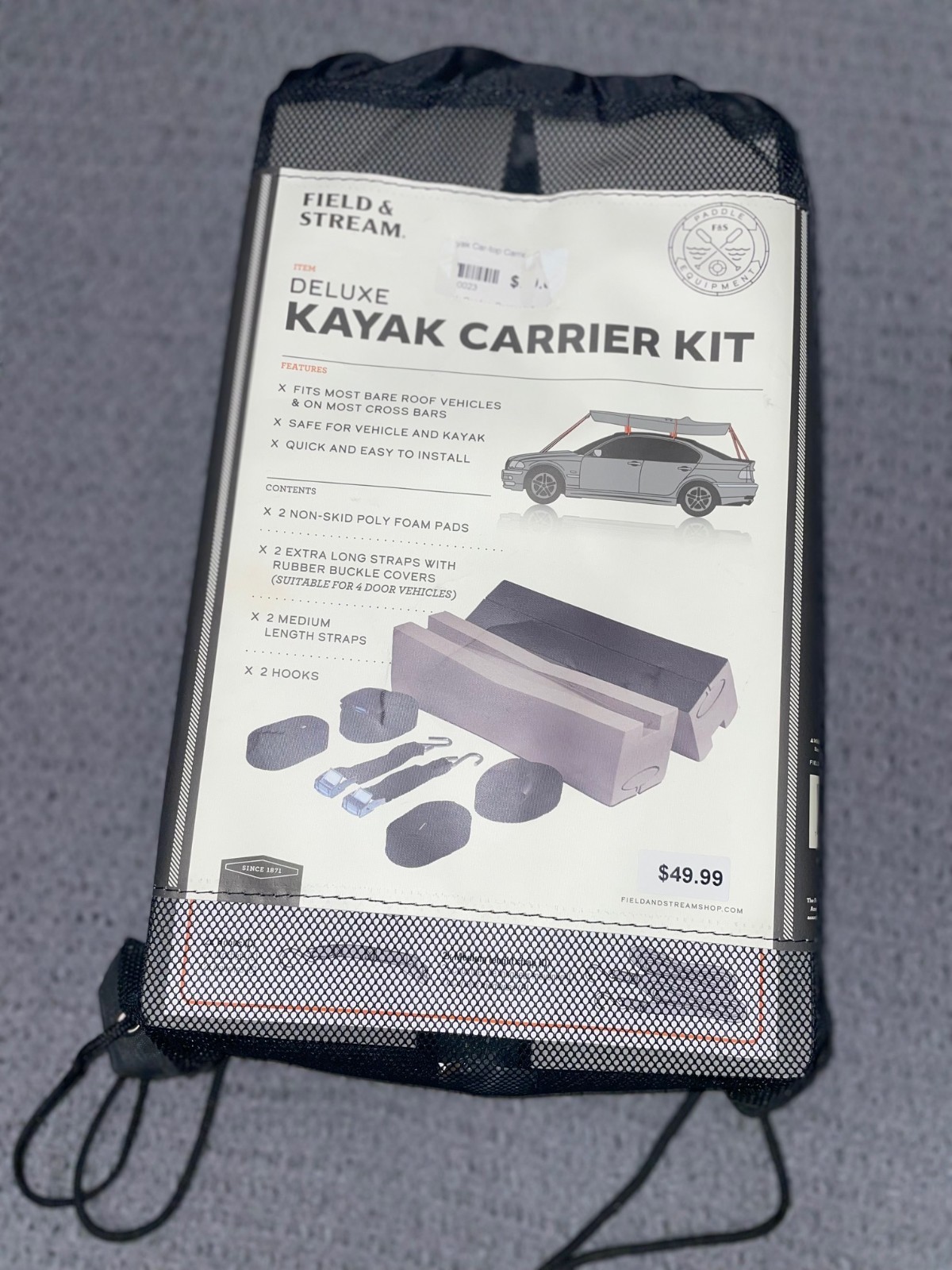 Field and Stream Deluxe Kayak Carrier Kit – Fits Most Vehicles, Easy Install NEW