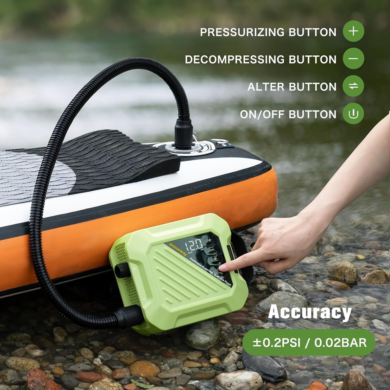 Anoutway 20PSI Electric SUP Air Pump | Inflator for Paddle Board, boat, kayak