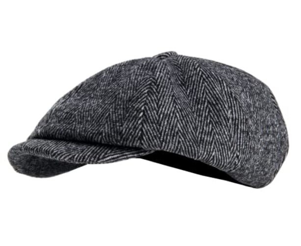 2 Pack Newsboy Cap Peaky Herringbone Baker Boy Flat Caps for Men Women (Black