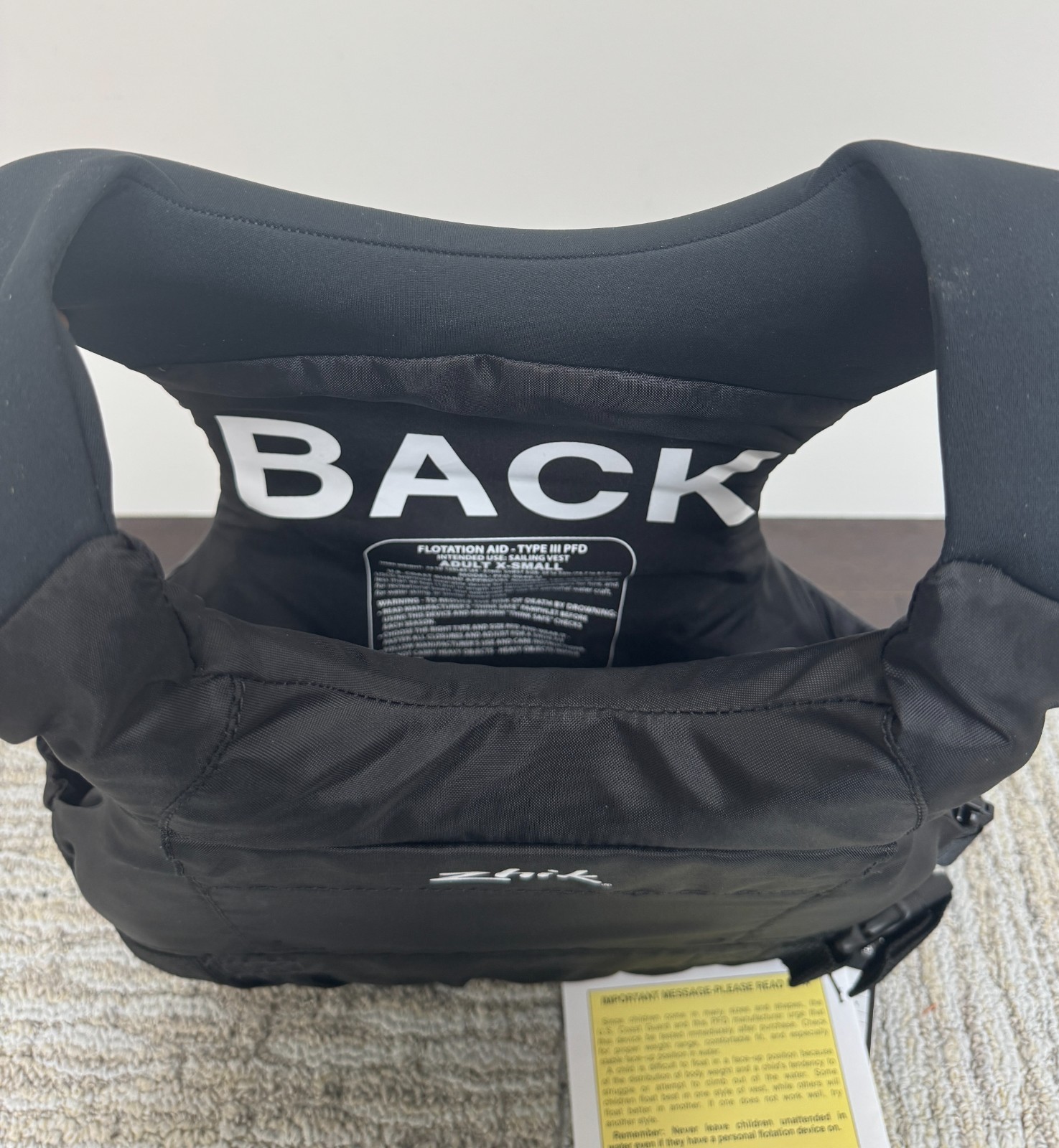 NEW Zhik USCG Approved Sailing PFD Life Jacket XS 70N Black w/ Tags