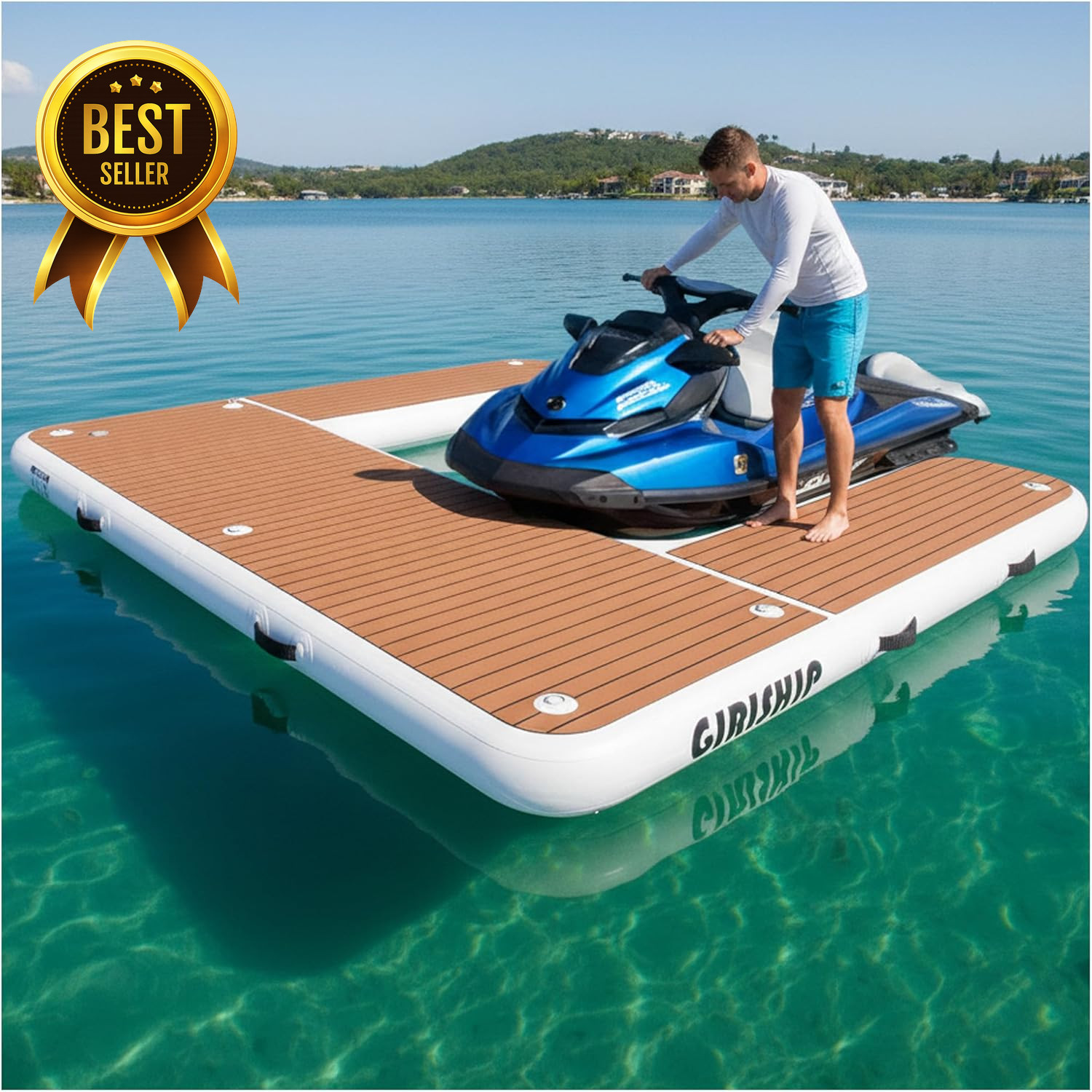 Inflatable Jet Ski Dock Heavy Duty Floating PWC Dock with Pump