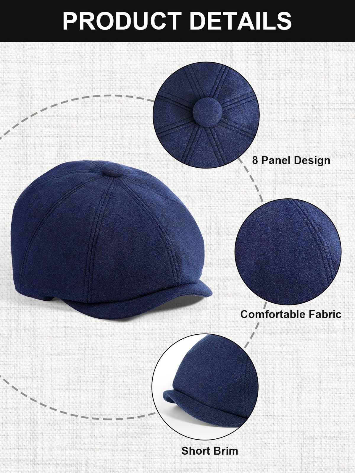 Senker Fashion 2 Pieces Newsboy Cap for Men | Herringbone Flat Caps, Elastic …