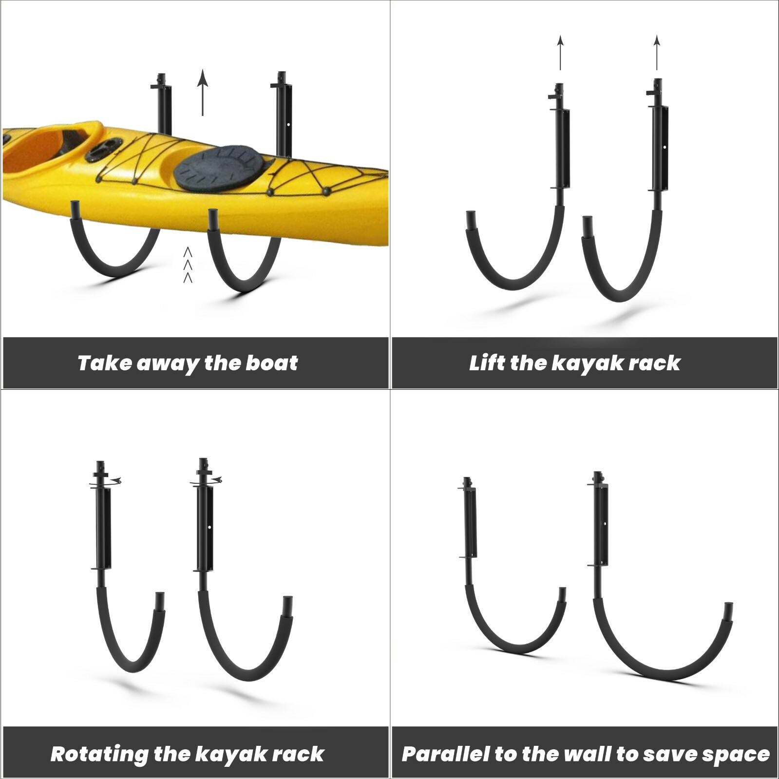 2 Pcs Kayak Storage Wall Mount Hanger Rack for Canoe Paddle Kayak Hanging Hooks