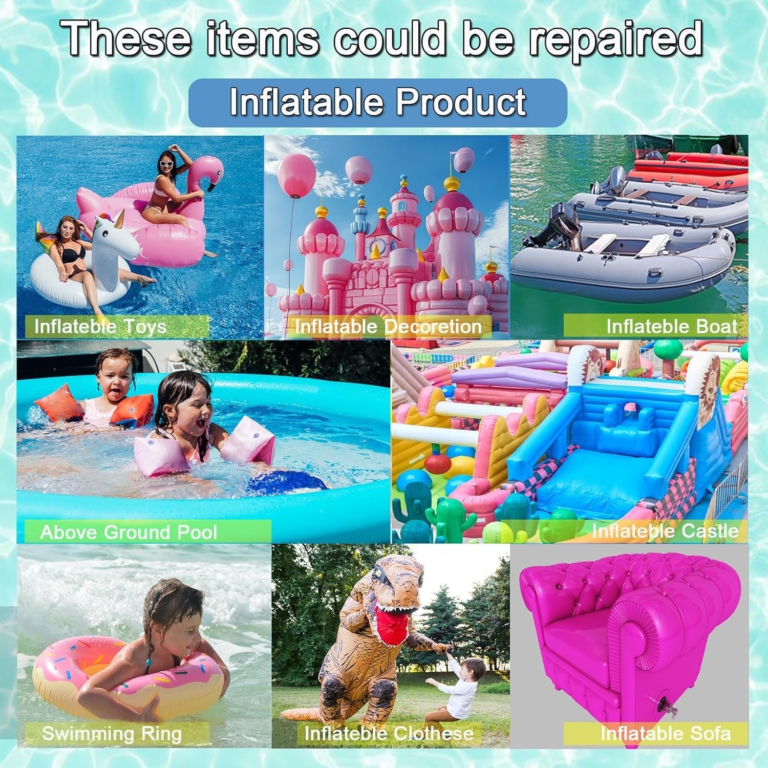 6-Pack Heavy-Duty TPU Inflatable Repair Kit, 3.5×3.5 In, Waterproof and Durable