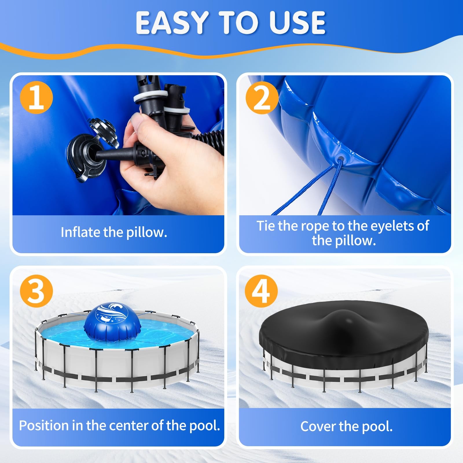 11.8 FT Pool Pillows for Above Ground Pool, Heavy Duty 0.6mm Winter Pool Pill…