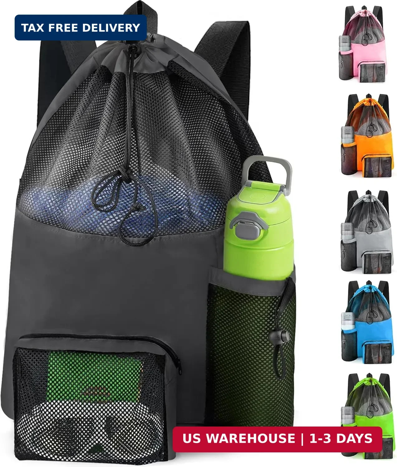 HOHOM Swim Mesh Beach Bag, Waterproof Gym Bags for Women and Men, Large Pool Bag