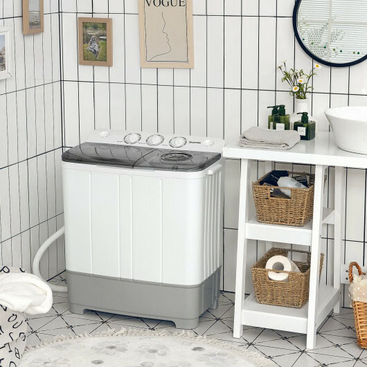 Costway 2-in-1 Portable 22lbs Capacity Washing Machine with Timer Control-Gray –