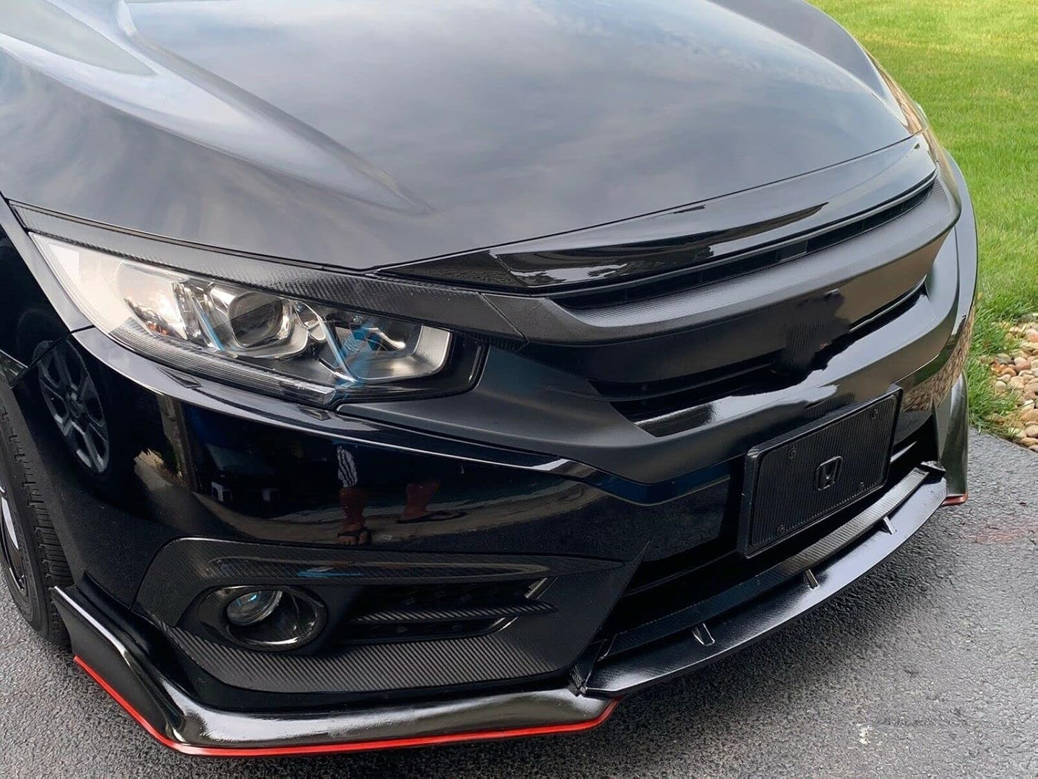 Front Hood Bumper Upper Trim Nose Cover Compatible with 2016-2021 Honda Civic 10
