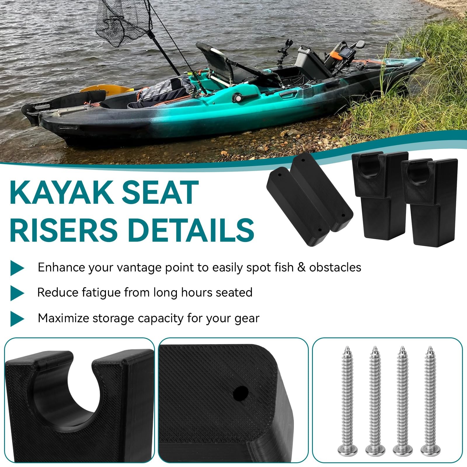 Kayak Seat Riser for Lifetime Tamarack Pro, Teton Angler, Kenai Pro Kayaks, Repl