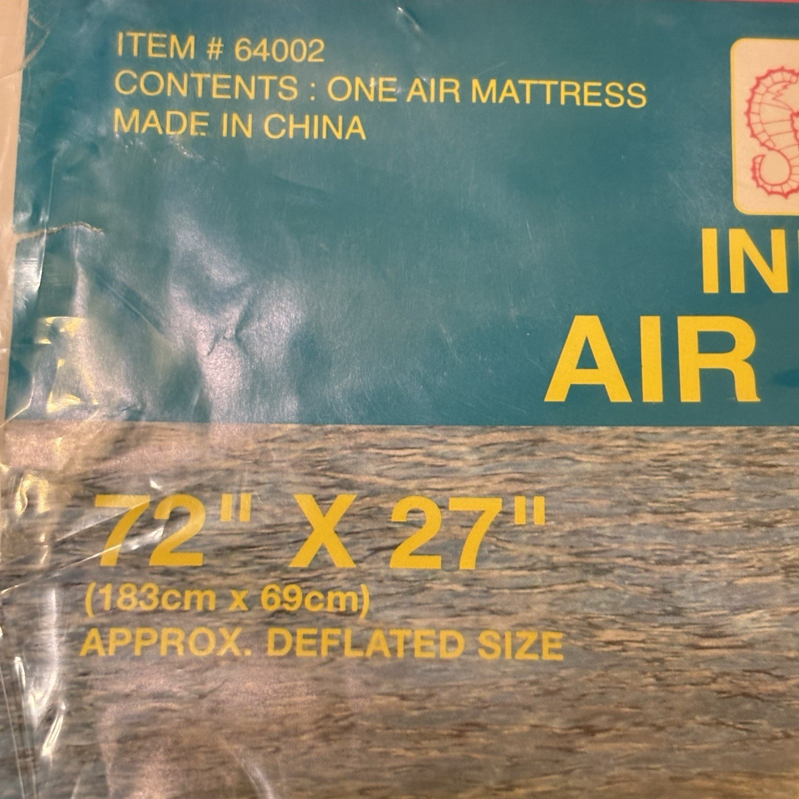 Vintage Inflatable Air Mattress Blue 27” X 72” Styling New in package