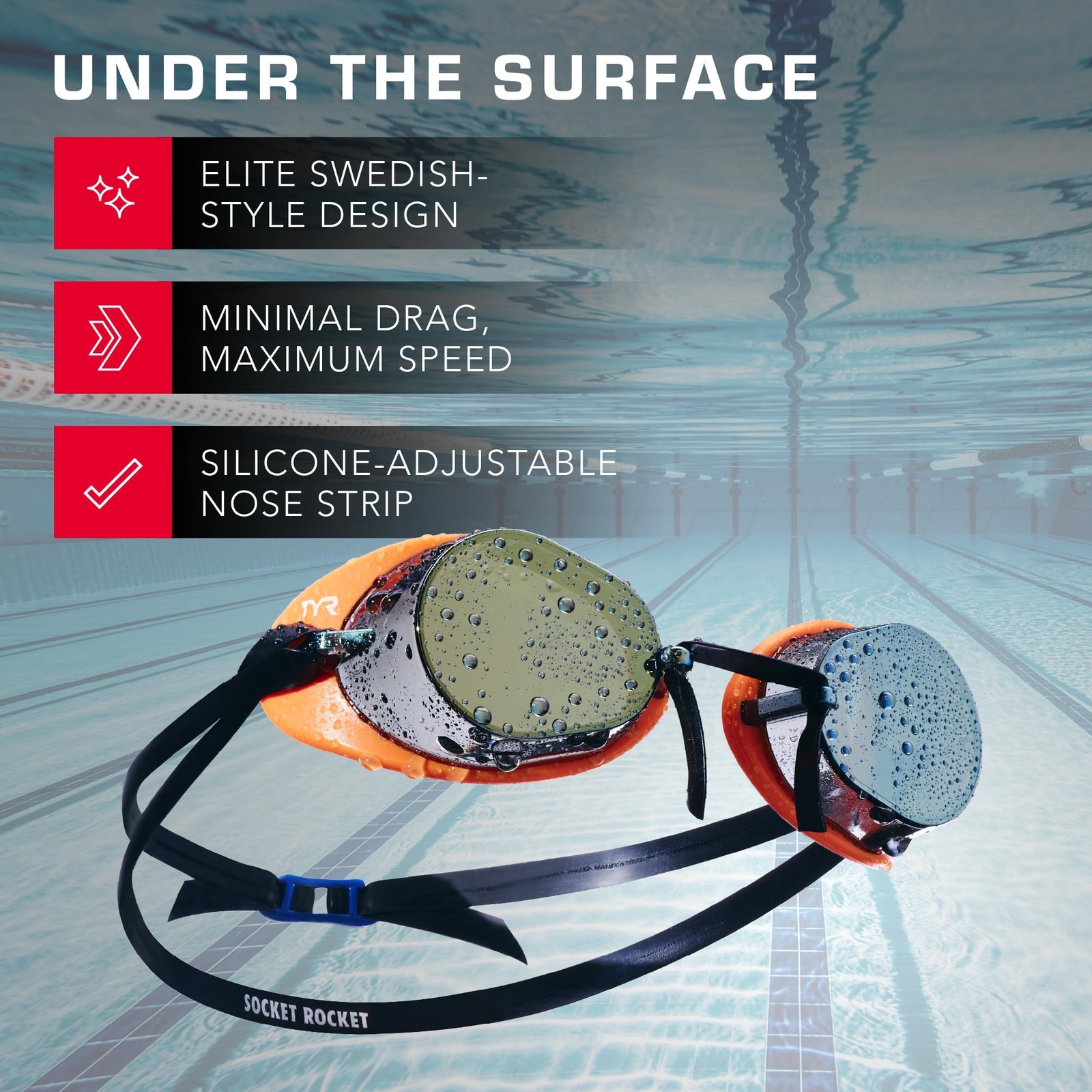 TYR Unisex Socket Rockets 2.0 Mirrored Racing Swim Goggles, Color Options