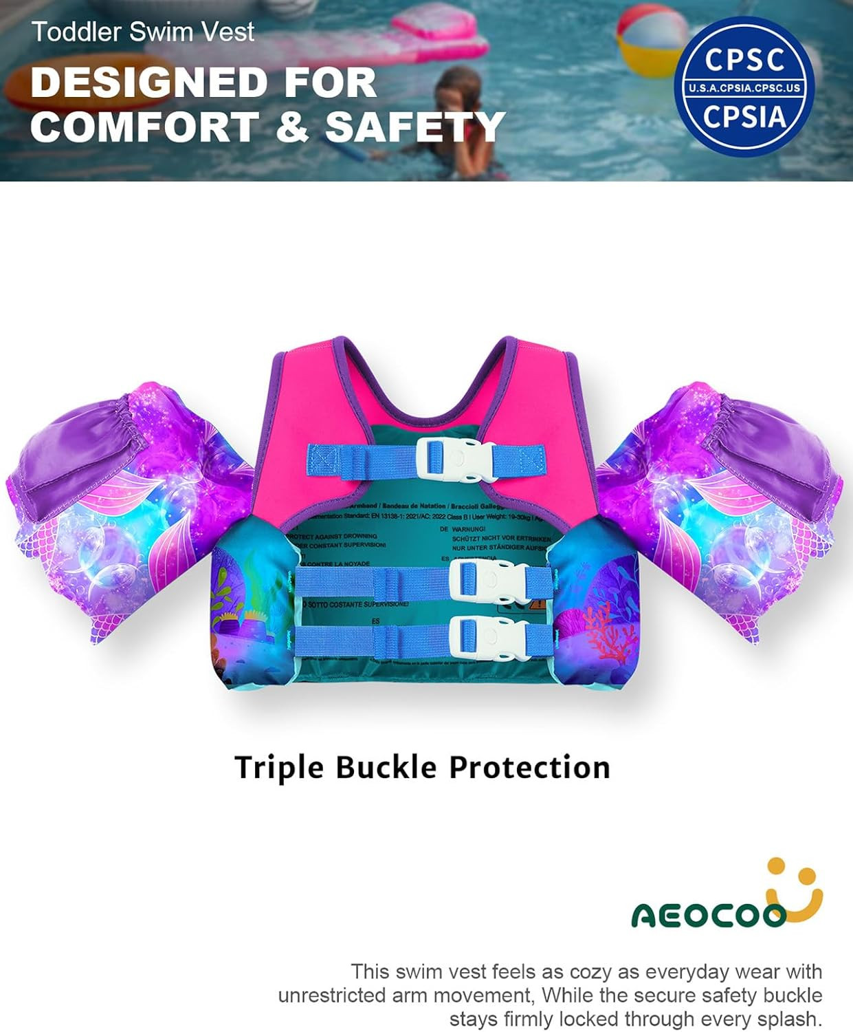 Puddle Float Jumper 20-30-50-60-70 Pounds, Toddler Swim Vest for —- Years Old,