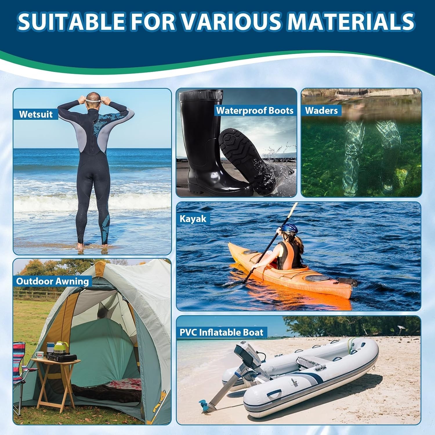 Wetsuit Repair Kit, Wader Patch Kit, Flexible Wader Repair Glue, Durable Wate…