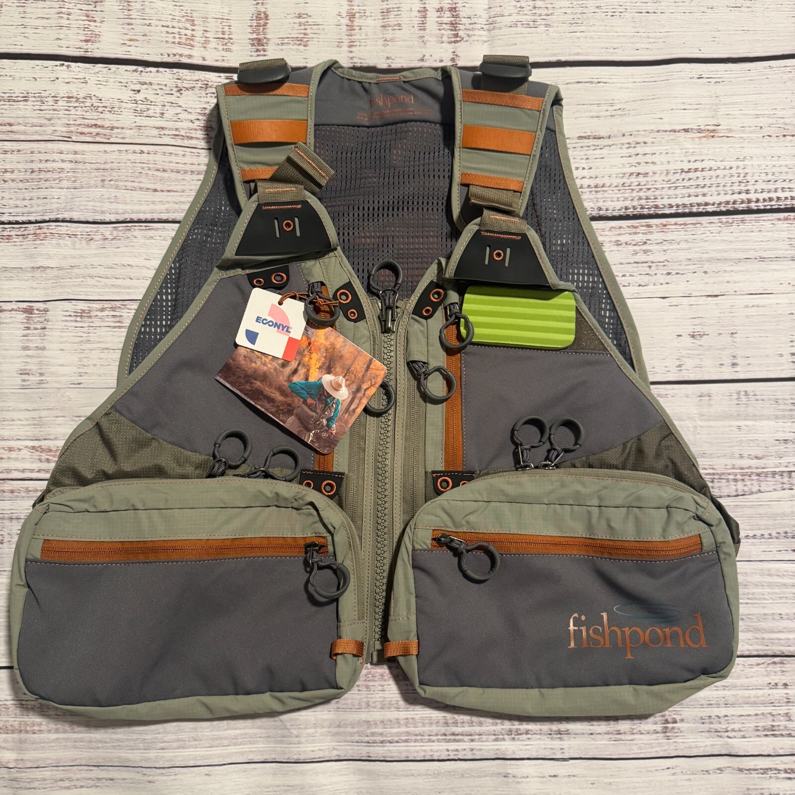 Fishpond Upstream Tech Fishing Vest Green and Gray 100% Nylon Men’s OS