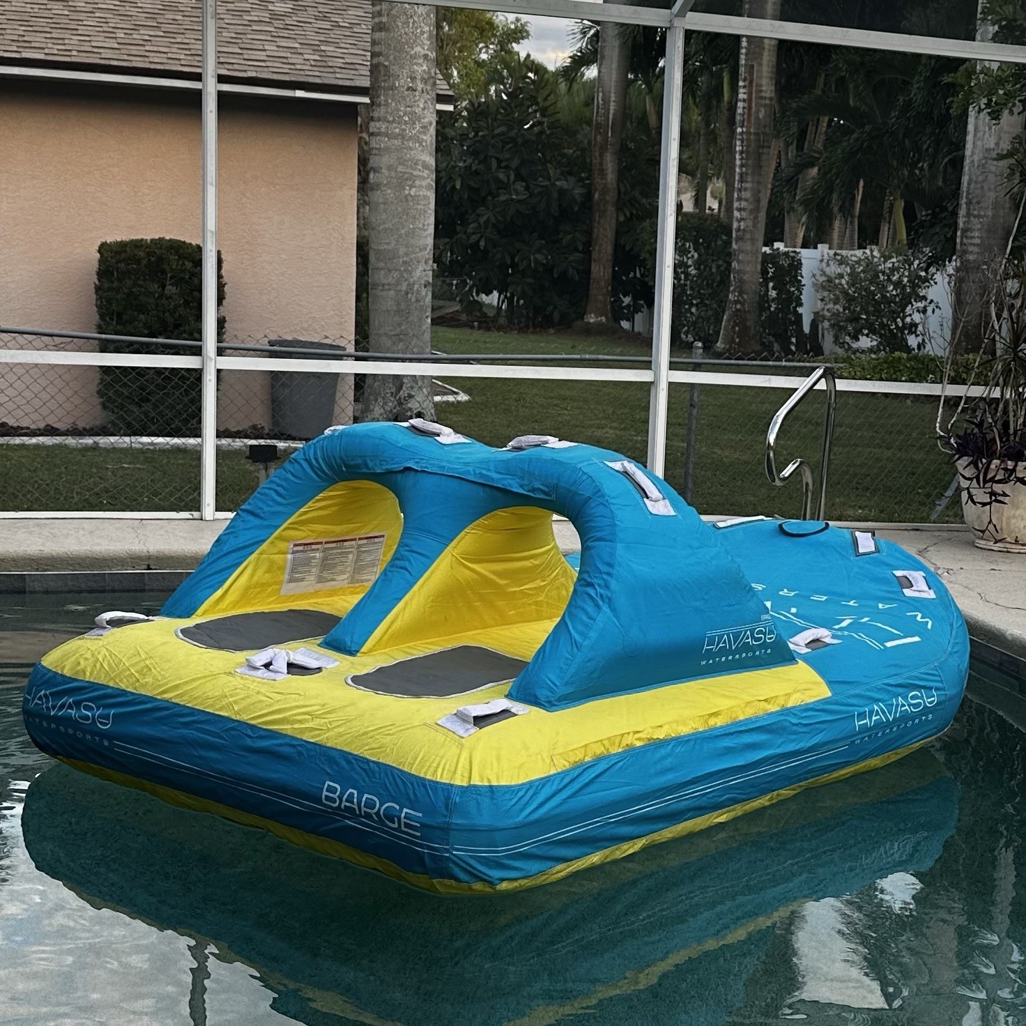 1-4 Person Towable Tube for Boat Jet Ski Inflatable Raft w/ Pump, Rope 510lb Cap