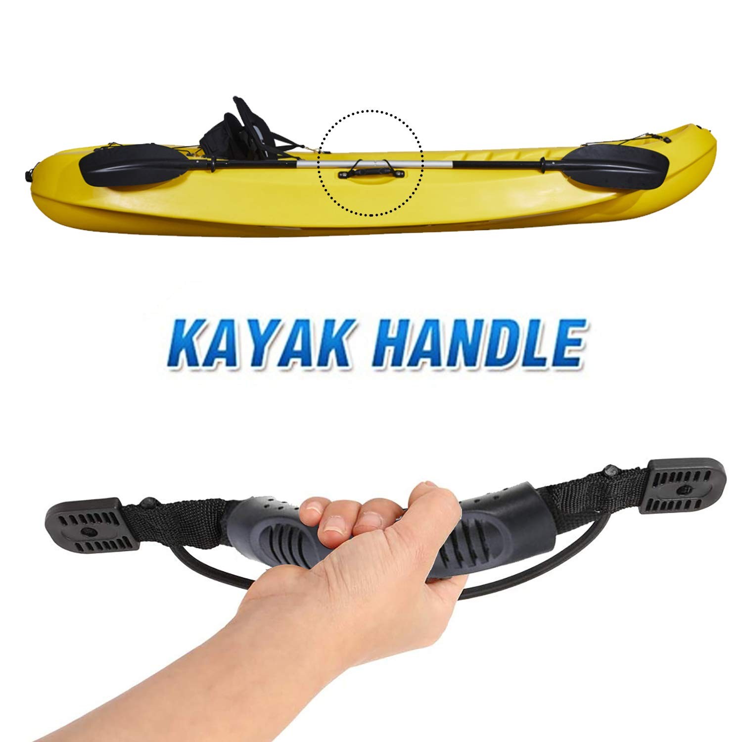 4Pcs Kayaks Canoe Side Mount Handles Replacement Kit with Bungee Cord Black