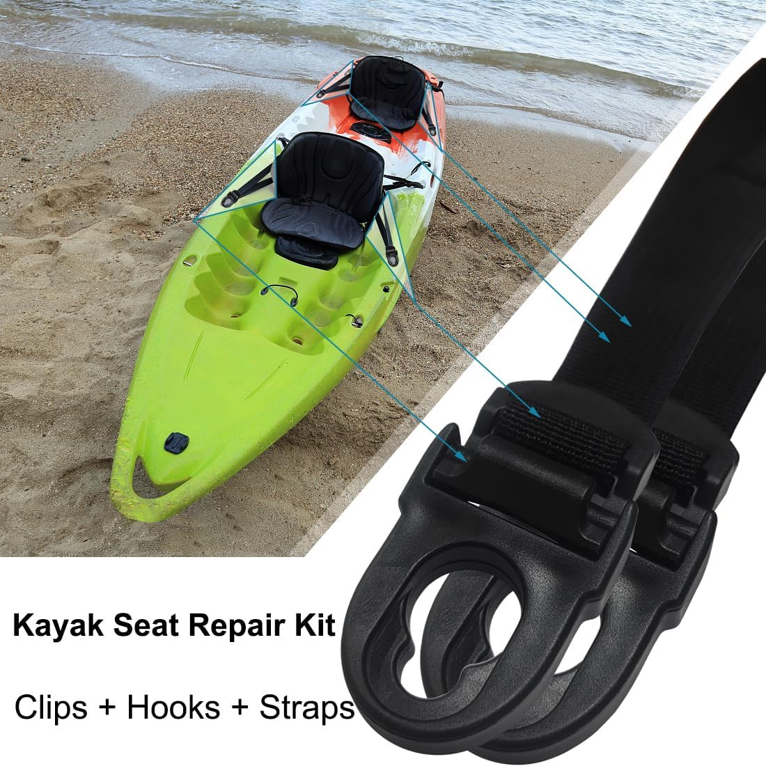 Kayak Seat Repair Kit Clips & Hooks Compatible with Lifetime Emotion