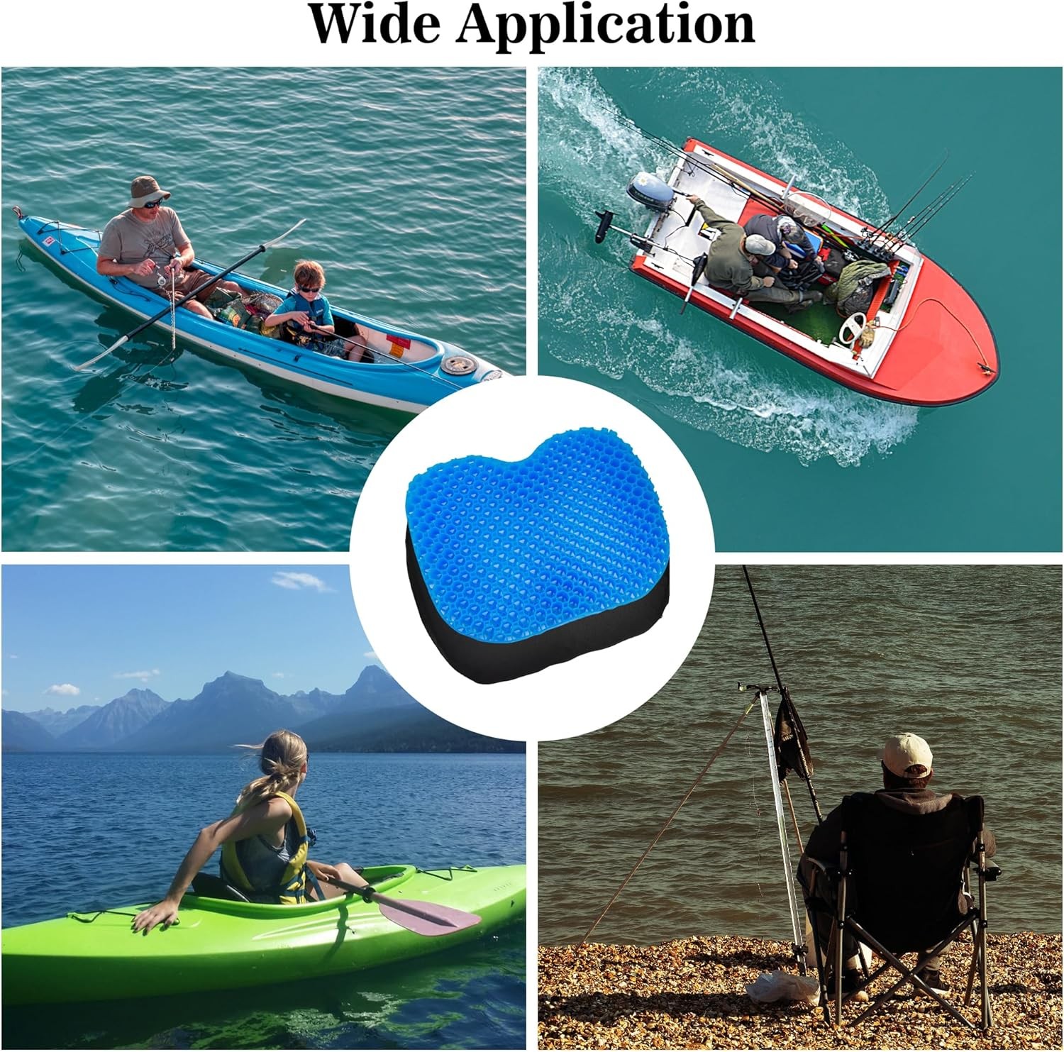Kayak Seat Cushion, anti Slip Gel Seat Cushion for Long Sitting on Boat, Canoe,