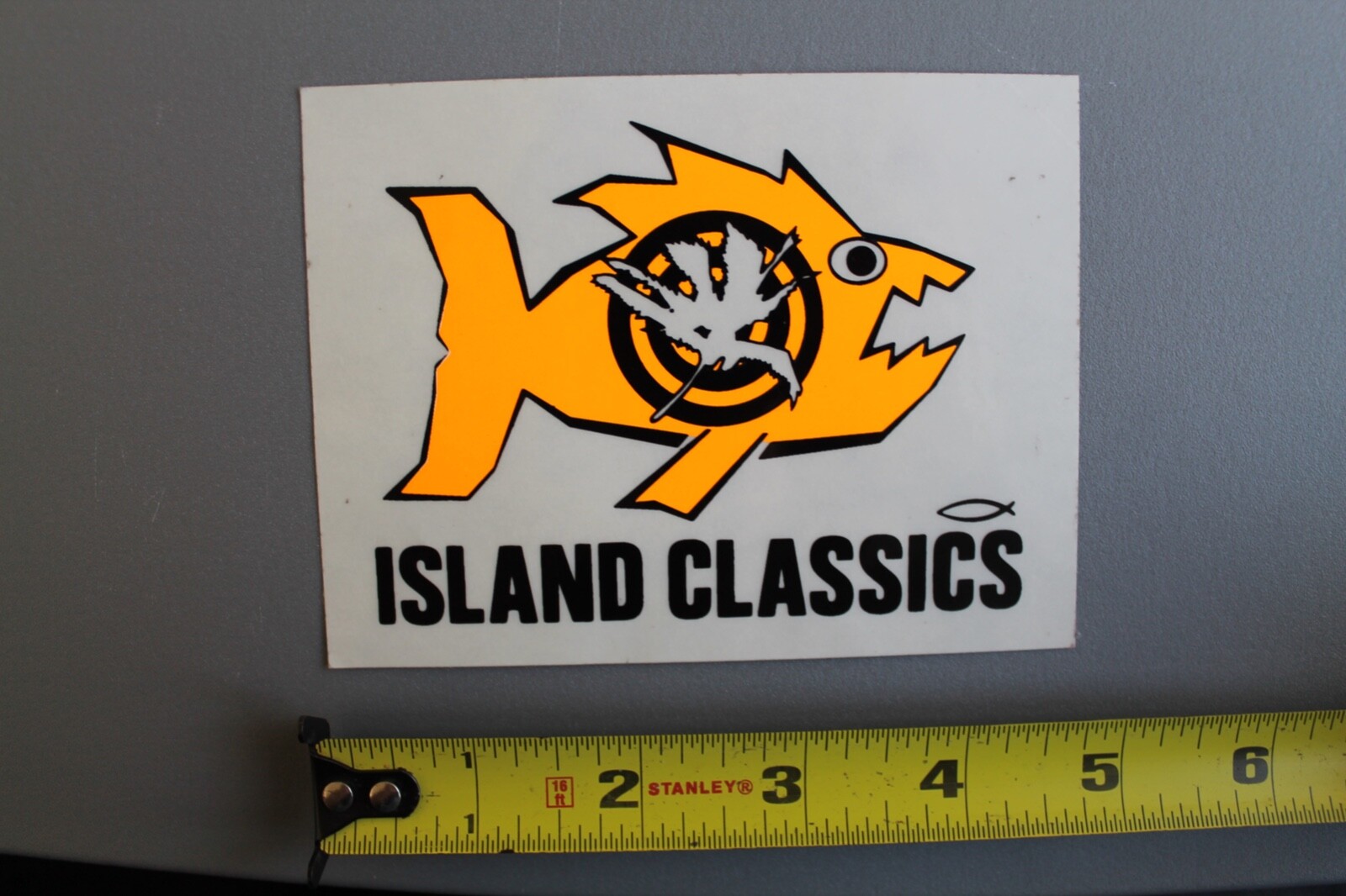 Island Classics Neon Fish Orange Hawaii OG Neon 80s V58B Vintage Surfing STICKER
