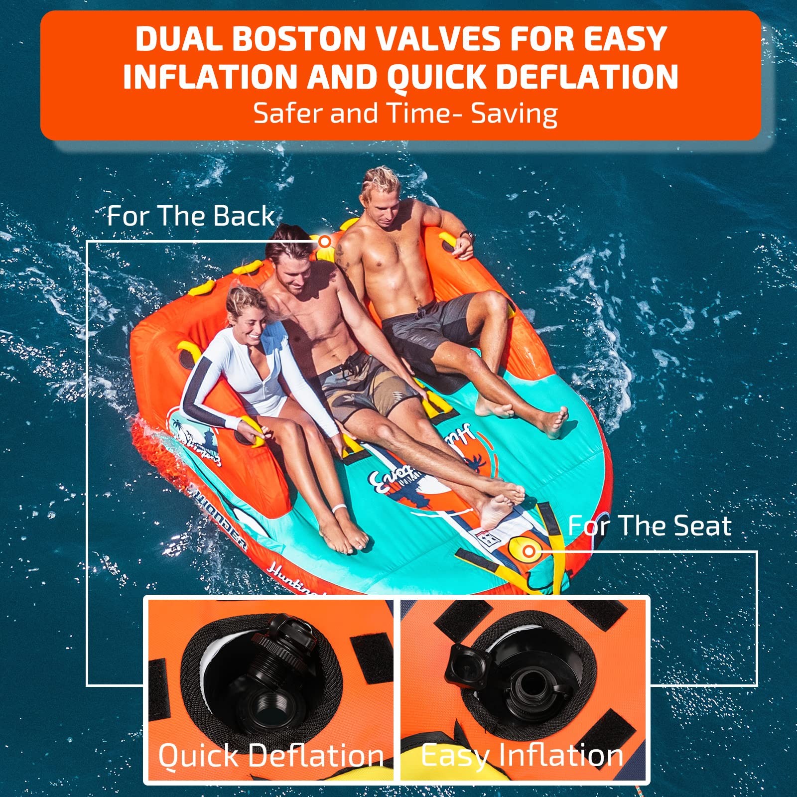 Swonder 3 Person Towable Tubes for Boating, Water Tubes , 840D Nylon Cover
