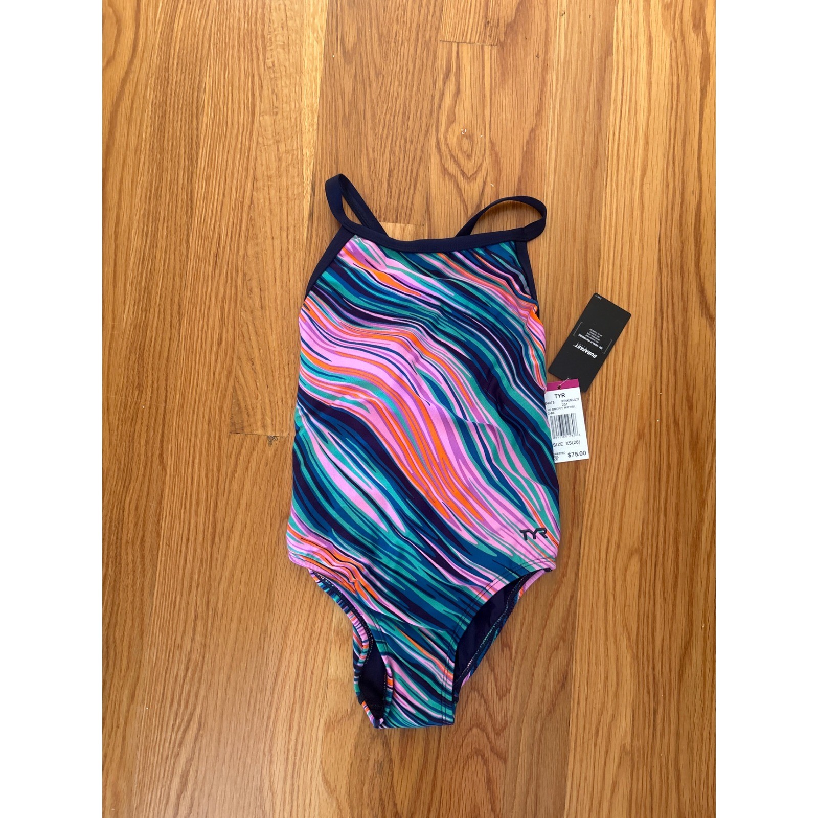 TYR Durafast Elite Diamondfit Swimsuit Womens XS 26 Pink Multi Riptide NWT