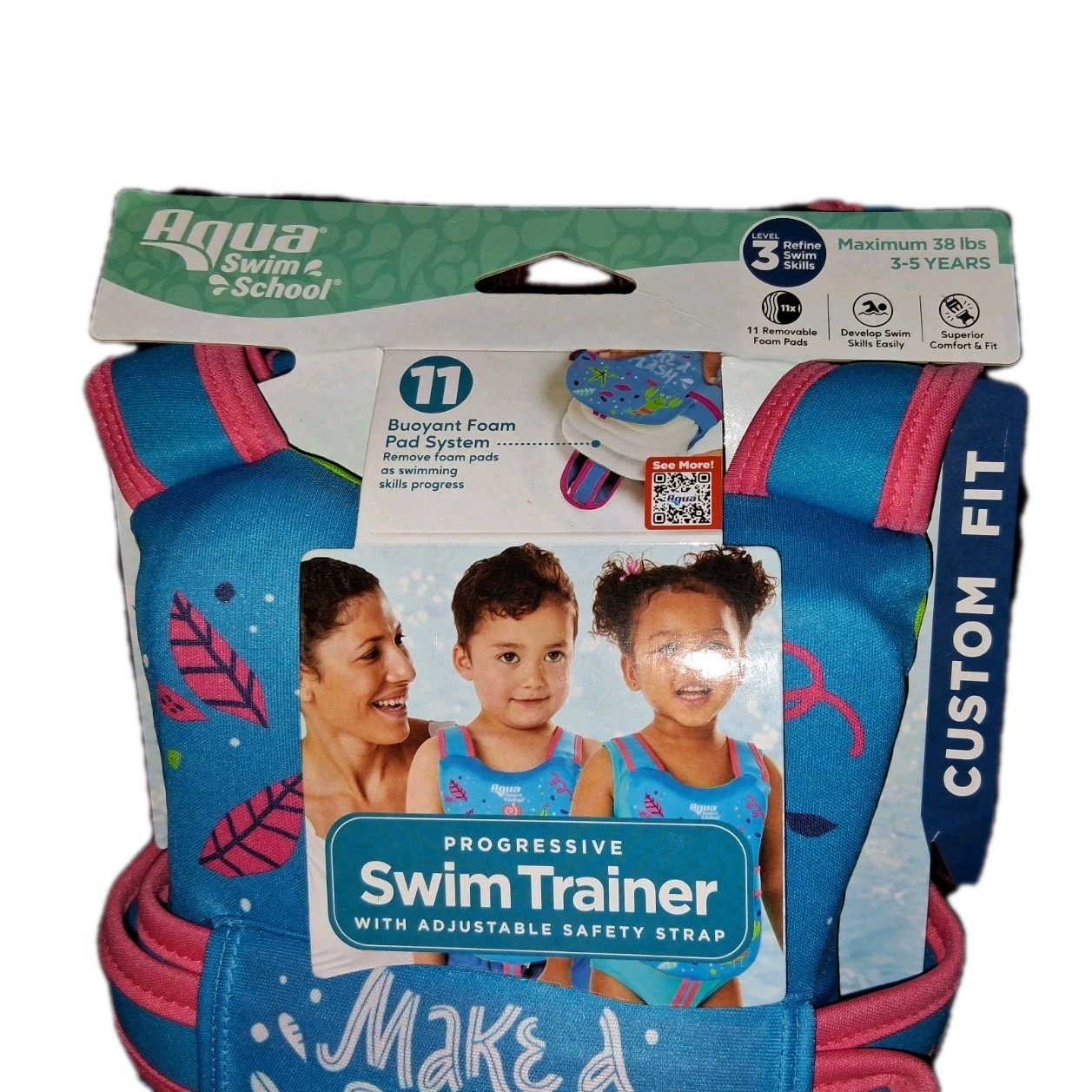 Aqua Swim School Progressive Swim Trainer w/ Adj Safety Strap Level 3 Ages 3-5