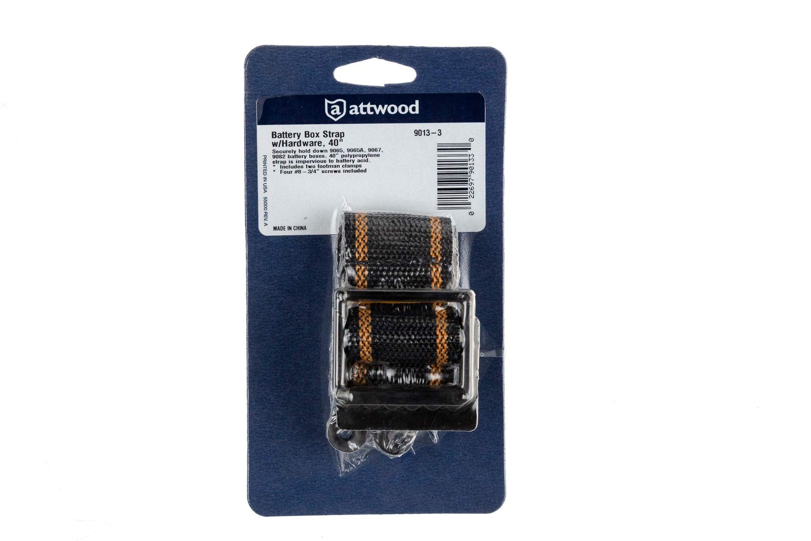 Attwood 9013-3 Battery Box Hold-Down Strap Kit — 1 Count (Pack of 1), Black