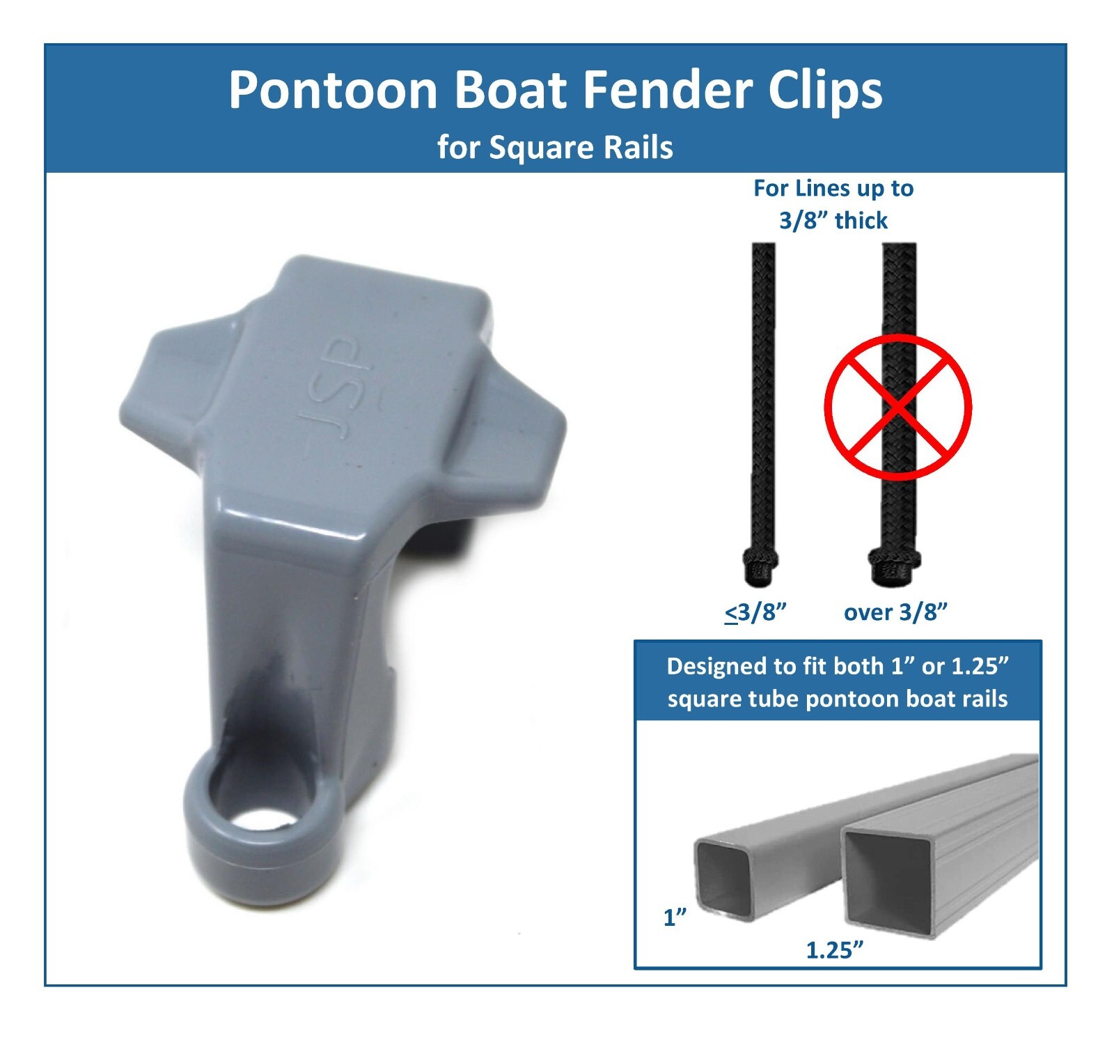 Plastic Pontoon Boat Square Rail Fender Adjuster Hanger Clip – Pick a Pack