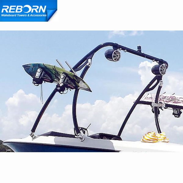 Sale Ends July 31 Reborn Elevate Wakeboard Tower + 1 Wakeboard Rack Black 5Yr Wy