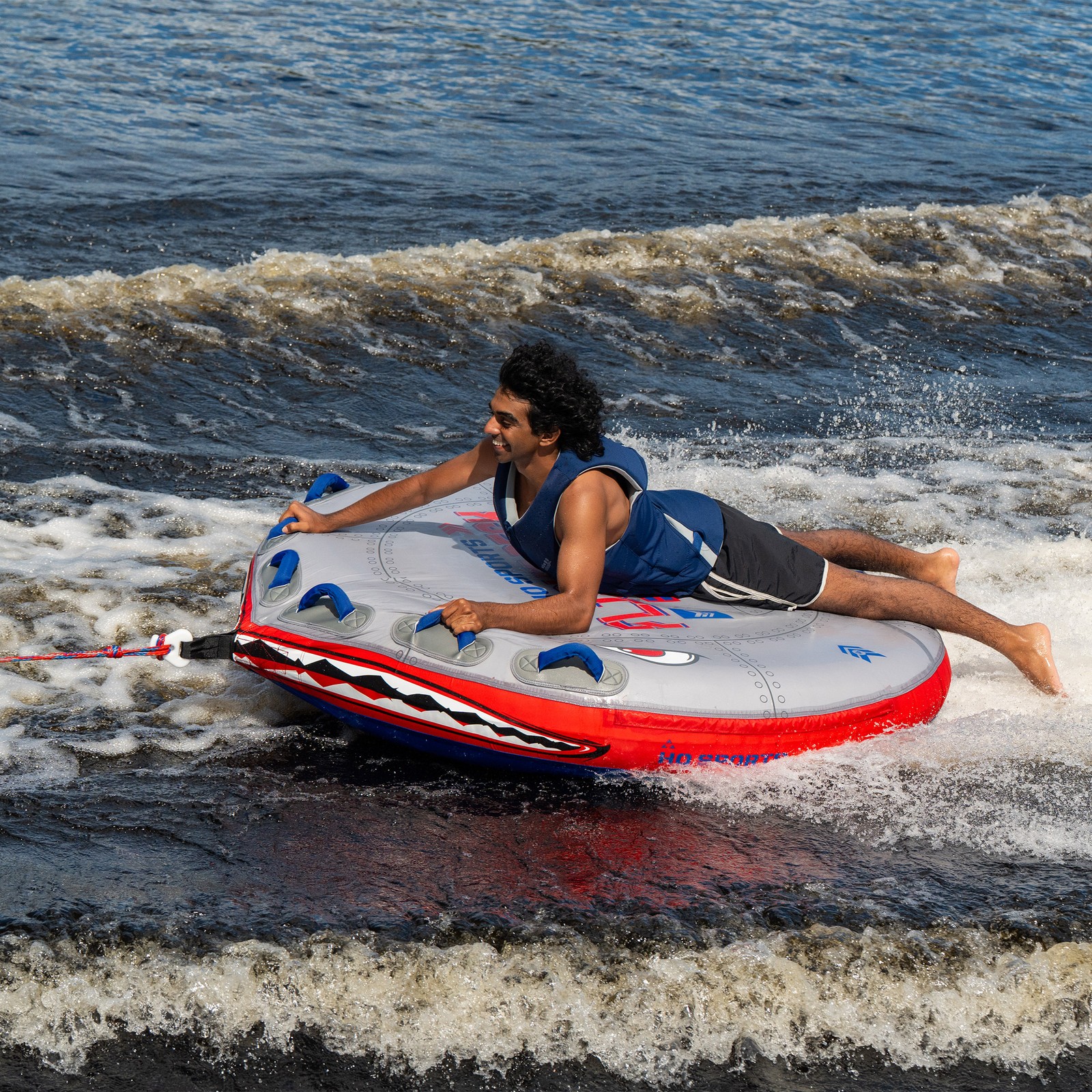 HO Sports Flight Deck 3-Person Towable Tube with TowPro Rope System & 12V Pump