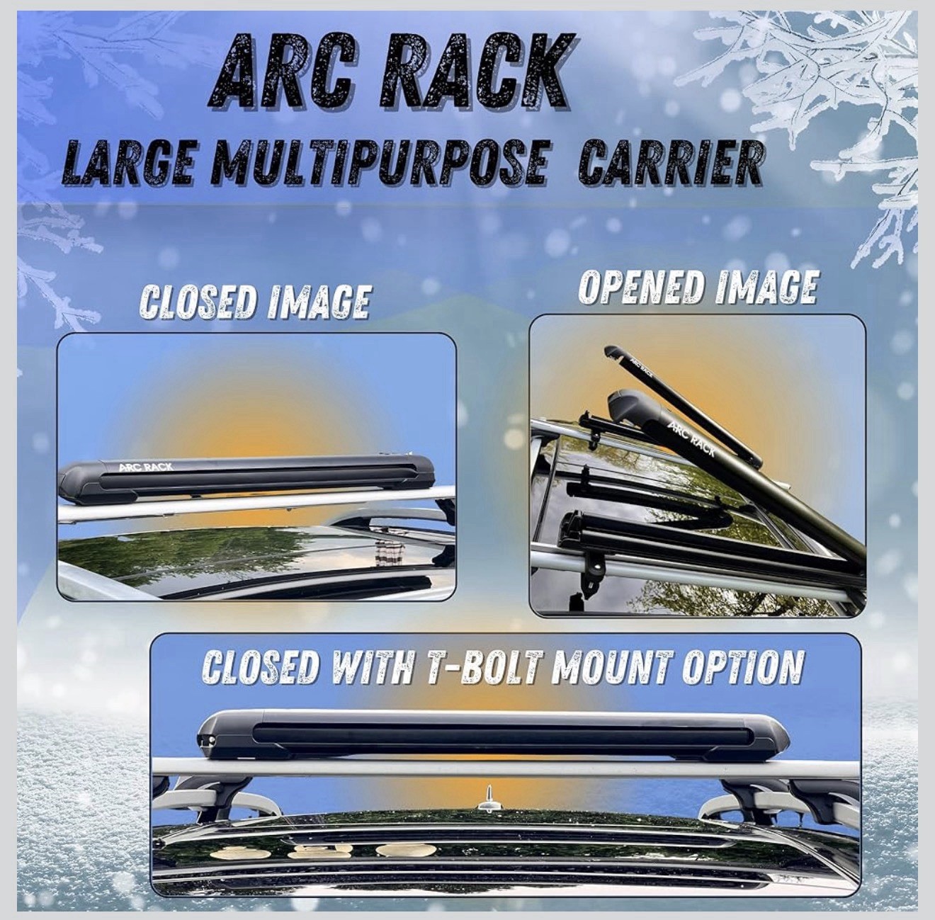 ARC RACK 36″ (Black) Low Profile Ski Rack for Car Roof & Snowboard Roof Rack