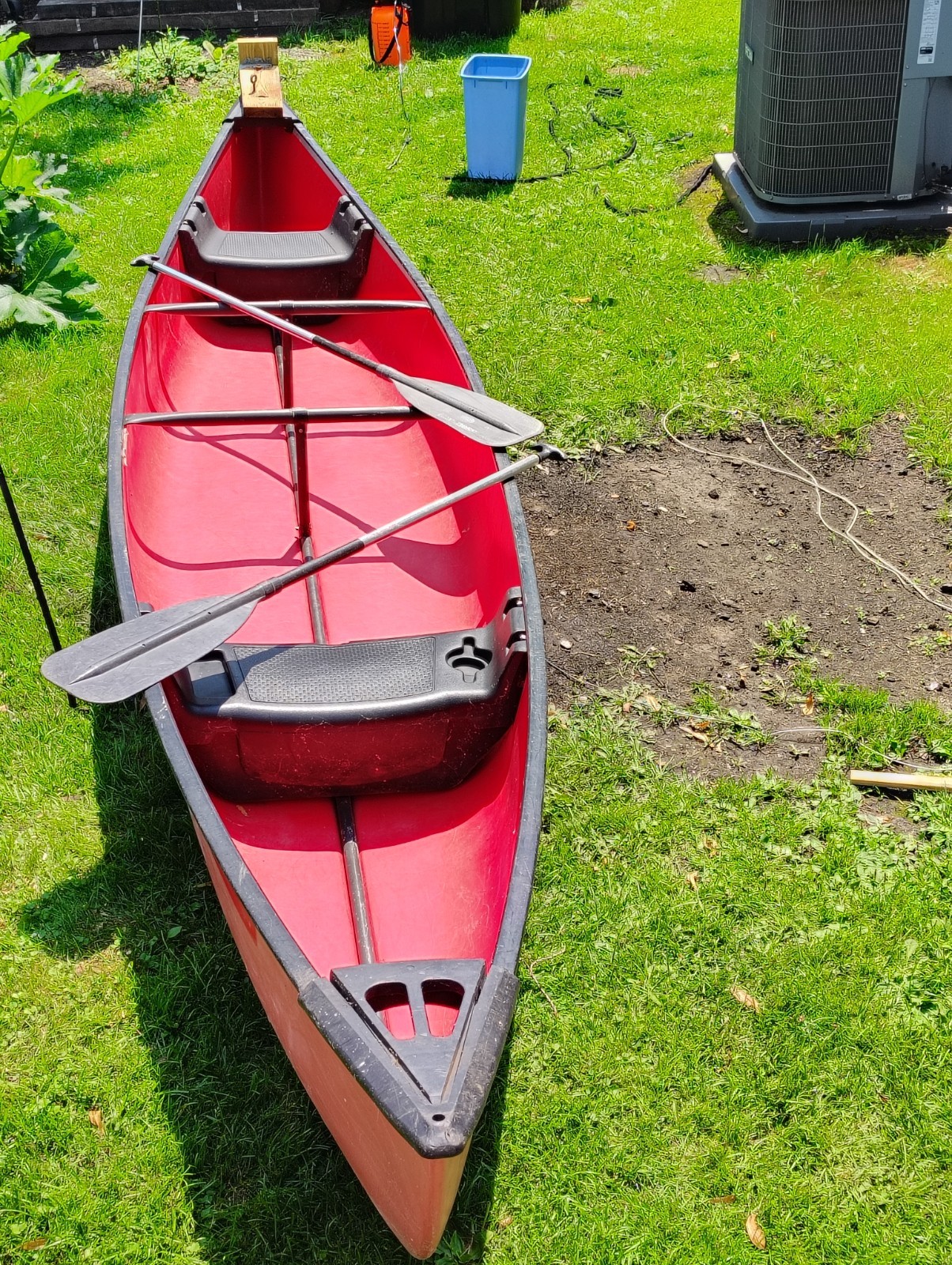 Coleman 17 ft Canoe Red w/ 2 Paddles, 3 Person, 660 lb Max Capacity