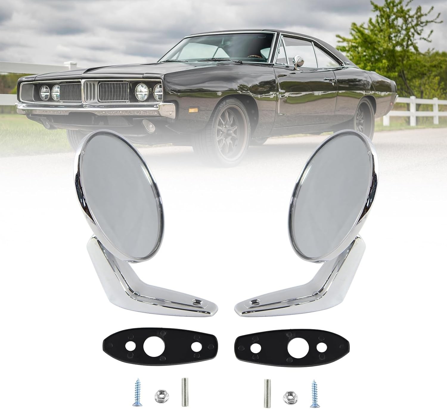 2PCS Chrome Door Mirror Set For 1966 – 1975 Dodge Plymouth Exterior Rearview