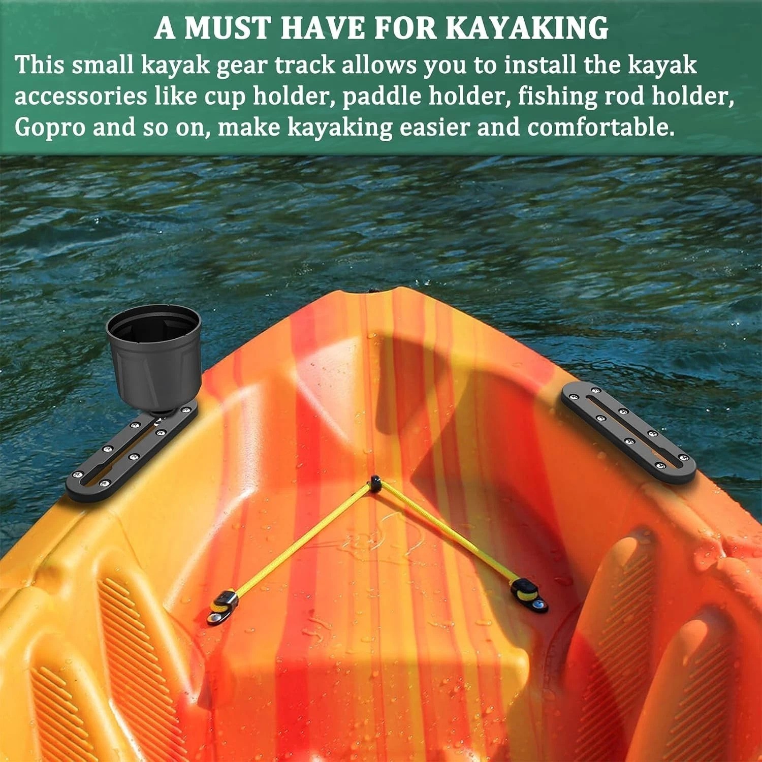 Universal Kayak Mount Track – 2-Pack for Fishing Rods, Cup Holders, and More