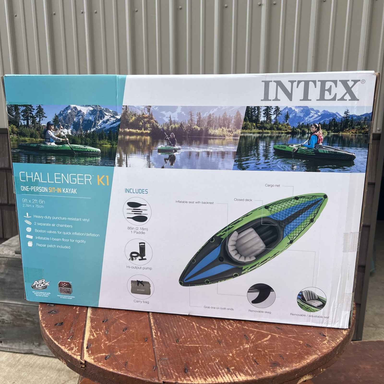Intex Challenger K1 Inflatable Kayak Kit New One Person