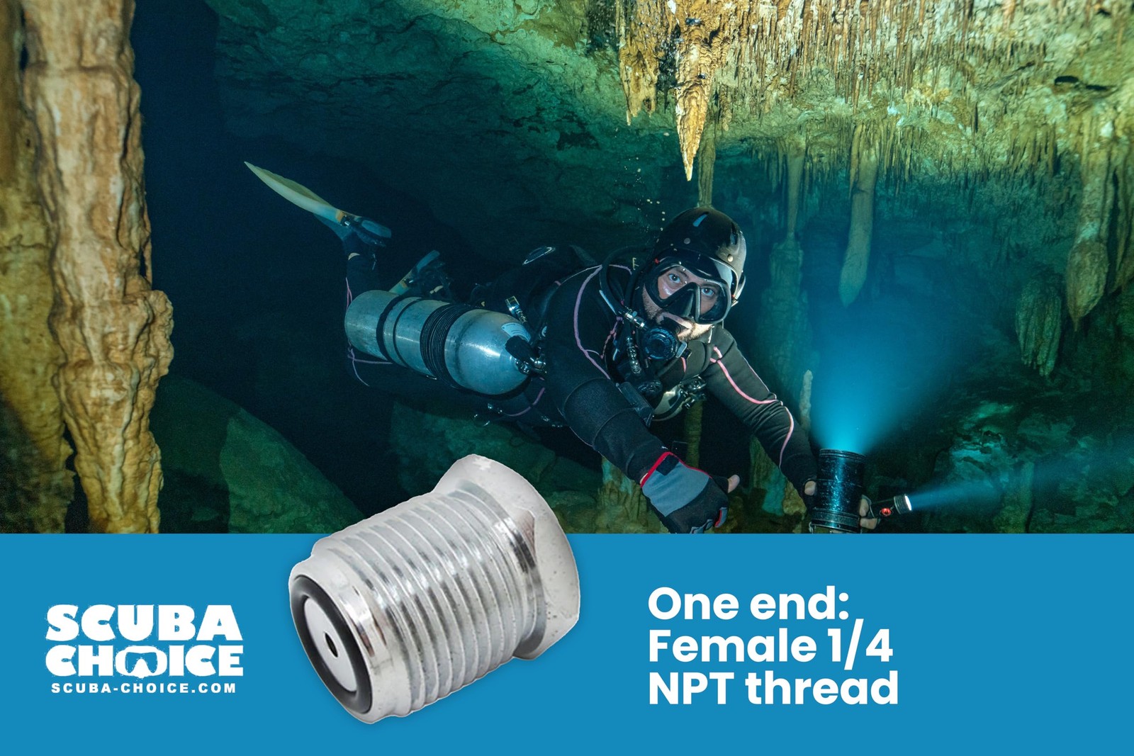 Scuba Choice Diving Dive Female 1/4 NPT to Male Din Adapter Thread