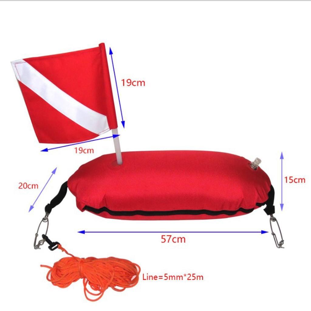 Durable Nylon Spearfishing Torpedo Buoy Snorkeling Float Dive Flag Rope Line